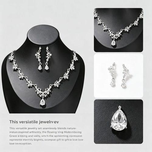 Rhinestone Jewelry Set Necklace Earrings for Women