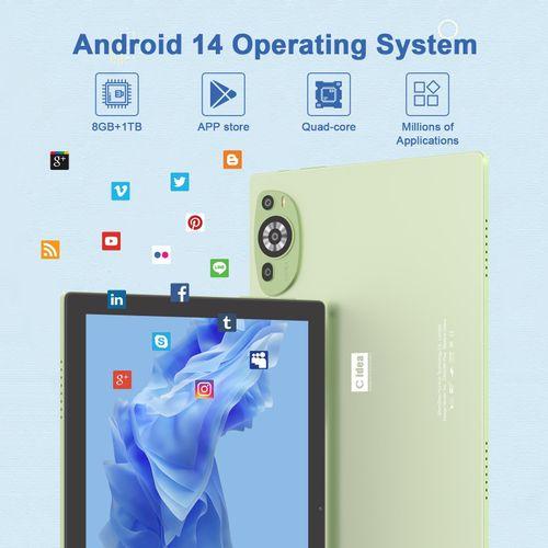C Idea CM8200 10.1 Inch TabIet Android 14 Lightweight Adult Tablet with 8GB RAM 1TB ROM with Case