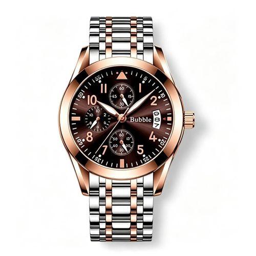 Men's Luxury Business Pilot Watch, Brown Dial Quartz Wristwatch with Date + Free Adjuster