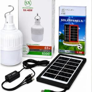 Lamp rechargeable 19w with USB cable and mini solar panel