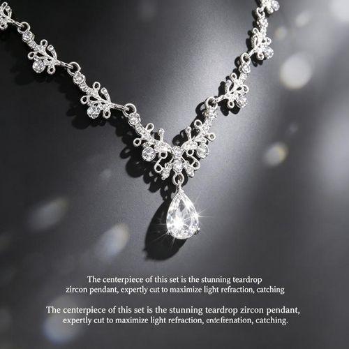 Rhinestone Jewelry Set Necklace Earrings for Women
