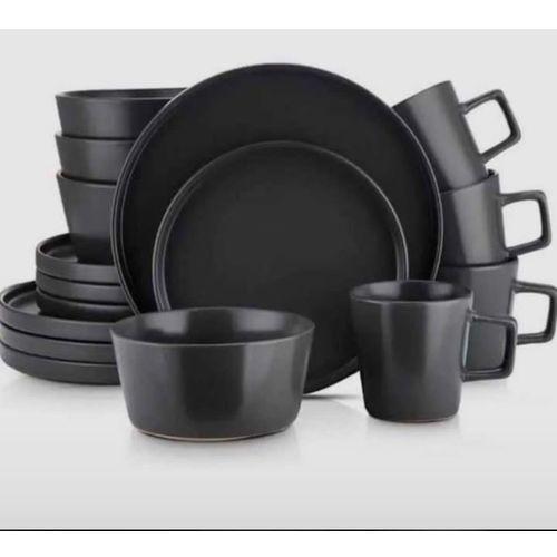 16 PIECES CERAMIC DINNER SET Breakable Ceramic Set - black